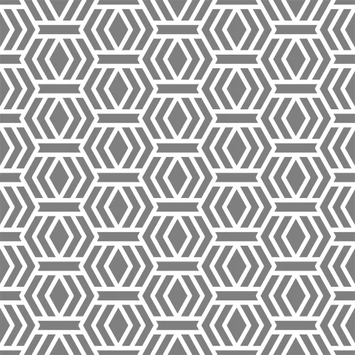 A repeating geometric pattern of grey and white interlocking hexagons creating a three-dimensional honeycomb effect.