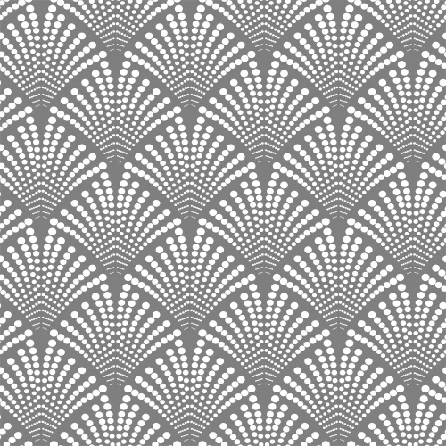 Sandblast window vinyl showing a repeating pattern of white dotted fan or shell shapes arranged in rows on a grey background.