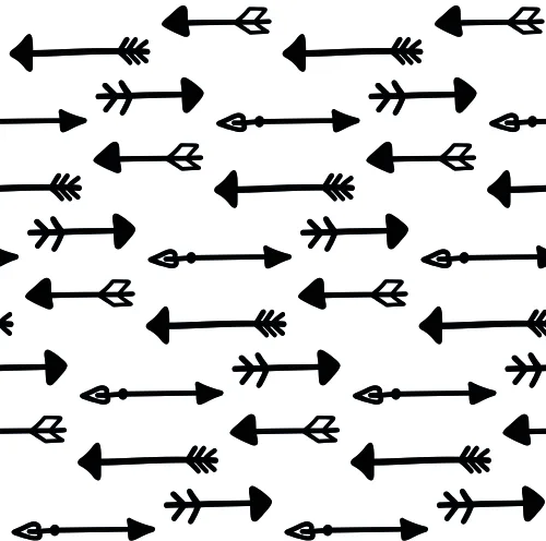 A seamless pattern of black arrows pointing left and right, arranged in horizontal rows with varying arrow styles including simple shafts and feathered designs.