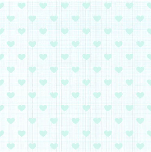 Repeating pattern of soft mint-coloured hearts arranged on a white background with vertical and horizontal grid lines.