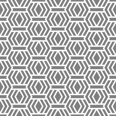 A repeating geometric pattern of grey and white interlocking hexagons creating a three-dimensional honeycomb effect.