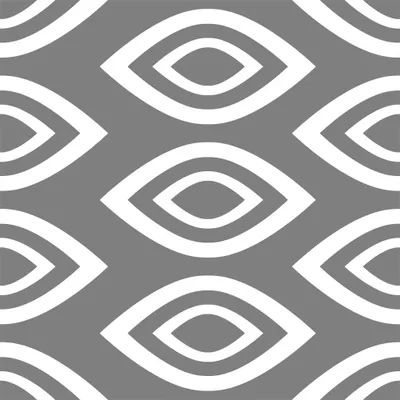 A repeating geometric pattern of nested white eye-shaped outlines arranged in rows against a grey background.