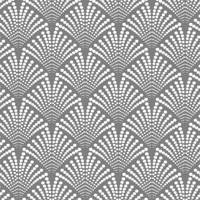 Sandblast window vinyl showing a repeating pattern of white dotted fan or shell shapes arranged in rows on a grey background.