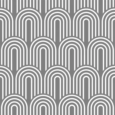 A seamless repeating pattern of white and grey nested arches stacked vertically with thin vertical lines between them.