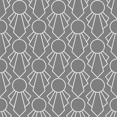 Repeating geometric pattern of interlocking fan shapes with radiating lines on a grey background with white outlines.
