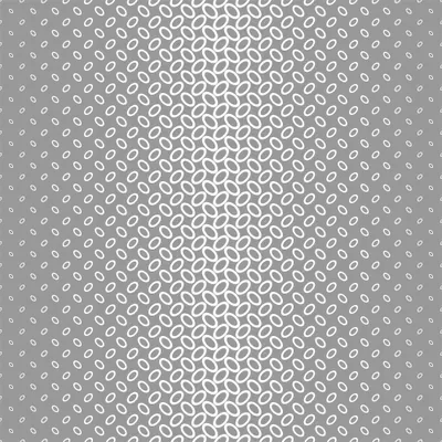 A gradient pattern of white circles transitioning through interlocking geometric shapes against a grey background.