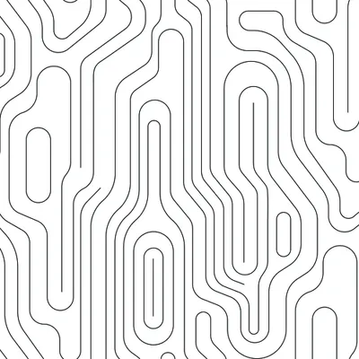 Seamless wallpaper pattern of interlocking curved lines creating a maze-like organic design in grey on white.