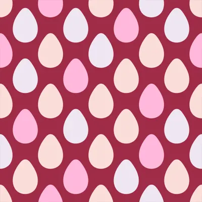 A seamless pattern of white, pink and cream teardrop shapes arranged in rows against a raspberry red background.