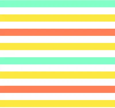 A seamless repeating pattern of horizontal stripes alternating between mint green, bright yellow, coral orange and white.