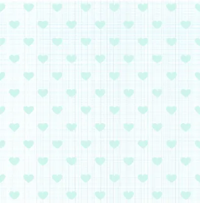 Repeating pattern of soft mint-coloured hearts arranged on a white background with vertical and horizontal grid lines.